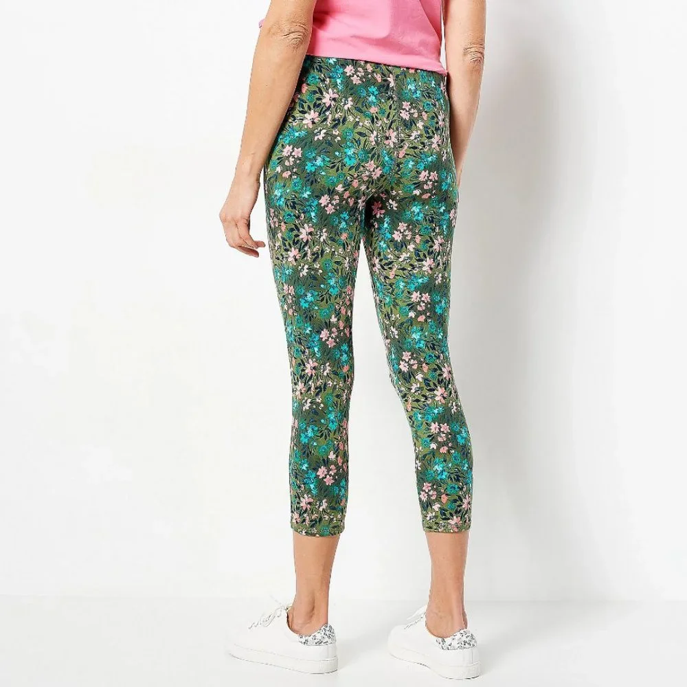 Denim & Co Active Printed Duo Stretch Pull On Crop Legging  12476 - Picture 2 of 3